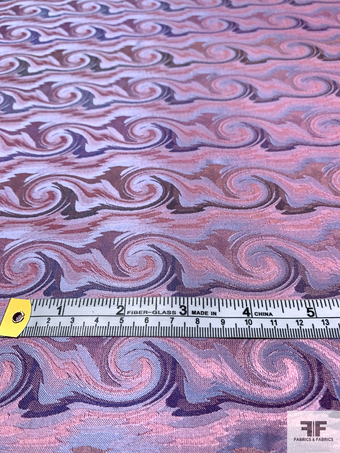 Wave Design Silk Necktie Jacquard Brocade - Antique Pink / Purple / Sky Blue
