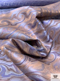 Wave Design Silk Necktie Jacquard Brocade - Purples / Light Ash Browns