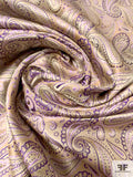 Paisley Silk Necktie Jacquard Brocade - Light Gold / Purple / Lavender