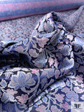 Floral Vines Silk Necktie Jacquard Brocade - Navy / Orchid / Soft Blue / Grey