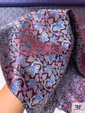 Floral Vines Silk Necktie Jacquard Brocade - Burgundy / Carolina Blues / Light Purple
