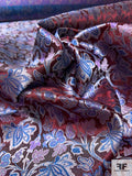 Floral Vines Silk Necktie Jacquard Brocade - Burgundy / Carolina Blues / Light Purple