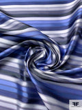Horizontal Striped Silk Necktie Jacquard Brocade - Blues / Greys