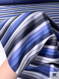 Horizontal Striped Silk Necktie Jacquard Brocade - Blues / Greys