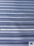 Horizontal Striped Silk Necktie Jacquard Brocade - Navy / Greys