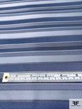 Horizontal Striped Silk Necktie Jacquard Brocade - Navy / Greys