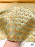 Geometric Basket Silk Necktie Jacquard Brocade - Orange / Yellow / Olive-Gold / Blue