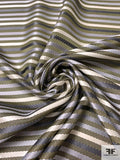 Horizontal Striped Silk Necktie Jacquard Brocade - Greys / Light Olive / Black