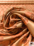 Floral Silk Necktie Jacquard Brocade - Rose Gold / Copper / Brown