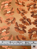 Floral Silk Necktie Jacquard Brocade - Rose Gold / Copper / Brown