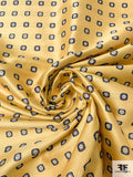 Small Floral Grid Silk Necktie Jacquard Brocade - Yellow / Navy / Blue