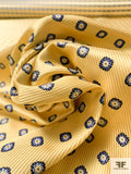 Small Floral Grid Silk Necktie Jacquard Brocade - Yellow / Navy / Blue
