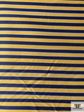 Horizontal Striped Silk Necktie Jacquard Brocade - Yellow-Gold / Navy / Blue