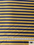 Horizontal Striped Silk Necktie Jacquard Brocade - Yellow-Gold / Navy / Blue