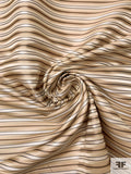 Horizontal Striped Silk Necktie Jacquard Brocade - Beige / Tan / White / Navy