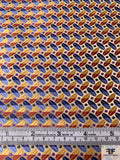 Leaf Geometric Silk Necktie Jacquard Brocade - Yellow-Gold / Brick / Navy / Blue / Purple