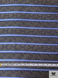 Paisley Striped Silk Necktie Jacquard Brocade - Navy / Blue / Yellow / Tan