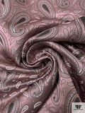 Paisley Silk Necktie Jacquard Brocade - Dusty Rose / Grey / Light Grey