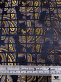 Paisley Grid Silk Necktie Jacquard Brocade - Navy / Ochre / Yellow / Blue