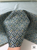 Rectangles Silk Necktie Jacquard Brocade - Blue / Green / Navy