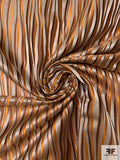 Wavy Striations Silk Necktie Jacquard Brocade - Copper / Brown / Beige