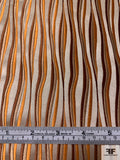 Wavy Striations Silk Necktie Jacquard Brocade - Copper / Brown / Beige