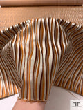 Wavy Striations Silk Necktie Jacquard Brocade - Copper / Brown / Beige