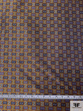 Paisley Links Silk Necktie Jacquard Brocade - Ochre / Navy / Purple / Turmeric