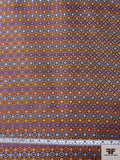 Geometric Silk Necktie Jacquard Brocade - Brown / Coral / Orange / Purple / Blue