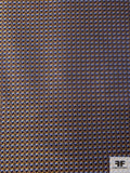 Leaf Geometric Silk Necktie Jacquard Brocade - Turmeric / Navy / Blue / Purple