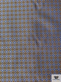 Ornate Lattice Link Silk Necktie Jacquard Brocade - Slate Blue / Gold / Ochre