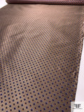 Squares and Diagonal Striped Silk Necktie Jacquard Brocade - Tan / Orange / Navy / Purple
