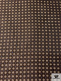 Houndstooth and Circles Silk Necktie Jacquard Brocade - Brown / Black / Beige / Blue