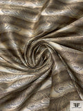 Paisley Striped Silk Necktie Jacquard Brocade - Beige / Dusty Brown / Black