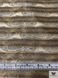 Paisley Striped Silk Necktie Jacquard Brocade - Beige / Dusty Brown / Black