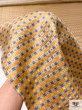 Circle Lattice Silk Necktie Jacquard Brocade - Yellow-Gold / Blue / White