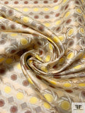 Geometric Lattice Silk Necktie Jacquard Brocade - Beige / Tan / Brown / Yellow