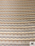 Wavy Striped Silk Necktie Jacquard Brocade - Carolina Blue / Browns / Beige