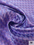 Geometric Basket Silk Necktie Jacquard Brocade - Purple / Blues / Yellow / White