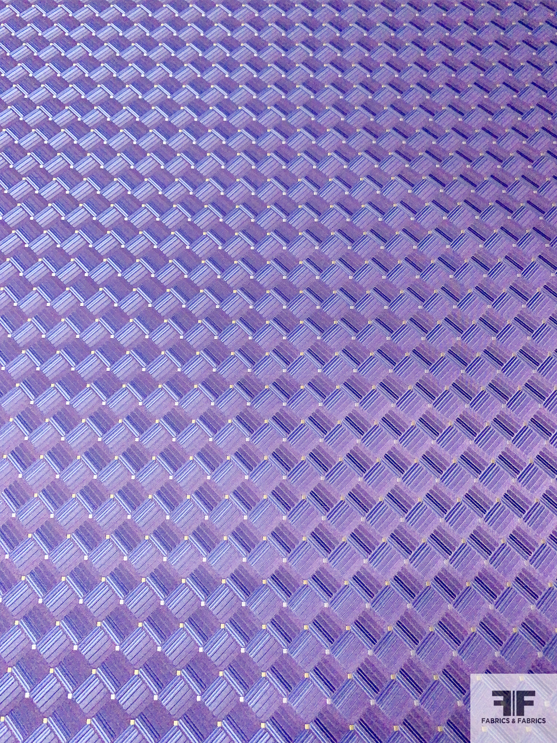 Geometric Basket Silk Necktie Jacquard Brocade - Purple / Blues / Yellow / White