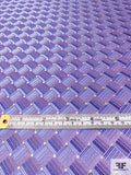 Geometric Basket Silk Necktie Jacquard Brocade - Purple / Blues / Yellow / White
