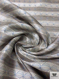 Tentacle Web Silk Necktie Jacquard Brocade - Taupe / Beige / Dusty Blue