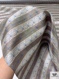 Tentacle Web Silk Necktie Jacquard Brocade - Taupe / Beige / Dusty Blue
