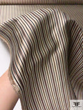 Vertical Striped Silk Necktie Jacquard Brocade - Brown / Beige / Black