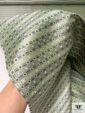 Circle Lattice Silk Necktie Jacquard Brocade - Sage Greens / Grey