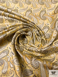 Paisley Silk Necktie Jacquard Brocade - Yellow / Black / Beige