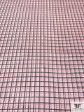 Fine Plaid Silk Necktie Jacquard Brocade - Baby Pink / Light Grey / Black