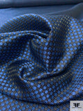 Micro-Geometric Silk Necktie Jacquard Brocade - Blue / Black / Silver