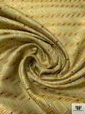 Rectangle Diagonal Lattice Silk Necktie Jacquard Brocade - Yellow-Gold / Antique Green / Black