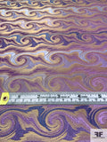 Wave Design Silk Necktie Jacquard Brocade - Orchid Purples / Tan